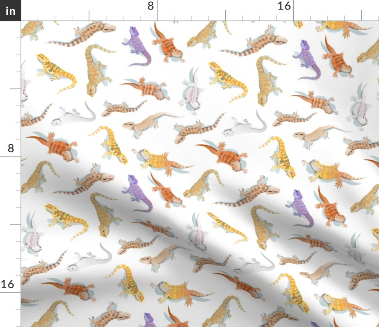 Reptile Animals Pets Lizard Beardie Scaley Tropical Exotic Bearded Dragon Colorful Reptiles Pet Custom Printed Fabric by Spoonflower Various Fabrics by the Yard or Fat Quarter 10473668